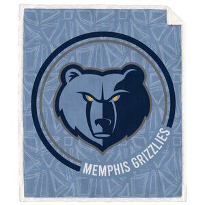 NEW! Memphis Grizzlies Sherpa Backed Plush Throw Blanket 60" x 70"